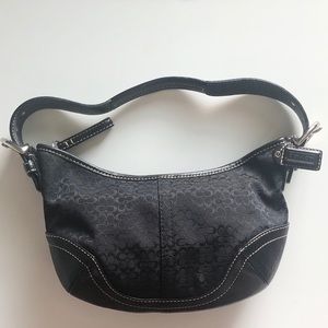 Coach Soho Black Leather Shoulder Bag w/ CC canvas